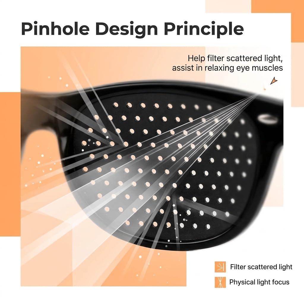 Lunettes Sténopéïques à Grille Optique pour Repos des Yeux, Réduction Fatigue Visuelle, Blanc/Noir