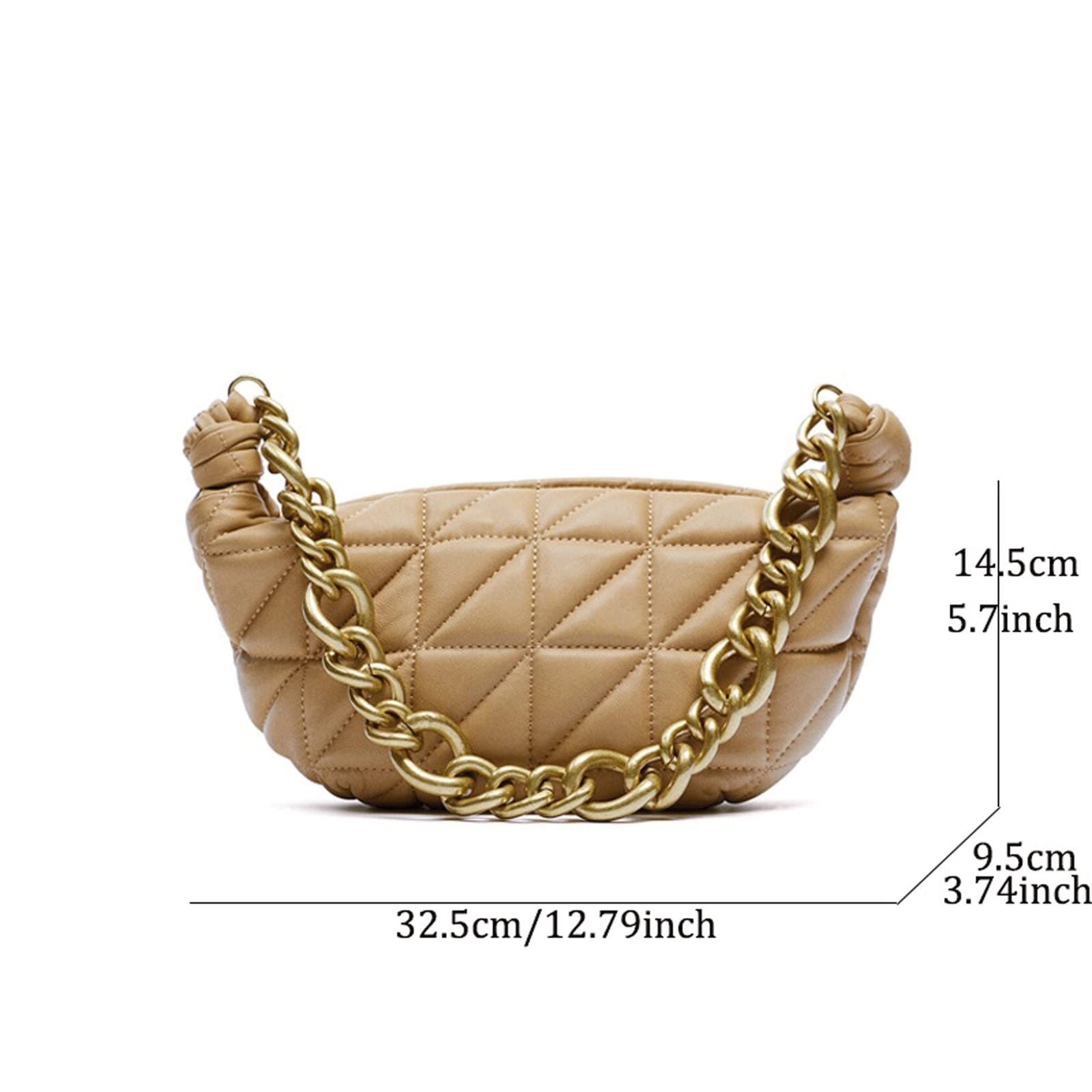 DieffematicDJB Bolso Mujer Bolsa de axila de Lingge, Bolsa de Cadena Gruesa Retro Salvaje, Bolso de Hilo Bordado de Color de Caramelo, Bolsa de Hembra Simple (Color : Orange)