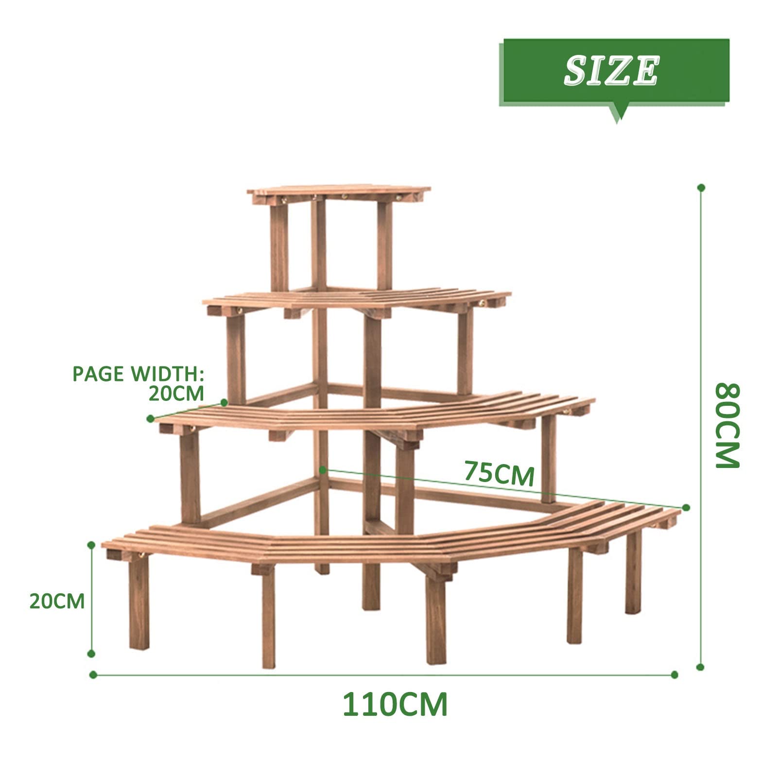 Blumenständer Blumenregal Blumentreppe aus Holz Pflanzentreppe für Innen Außen, Eck-Blumentopf-Rack, 4-stöckiges Pflanzendisplay, ausgebogtes, rundes Leiter-Pflanzen-Organizer-Regal ( Farbe : B )