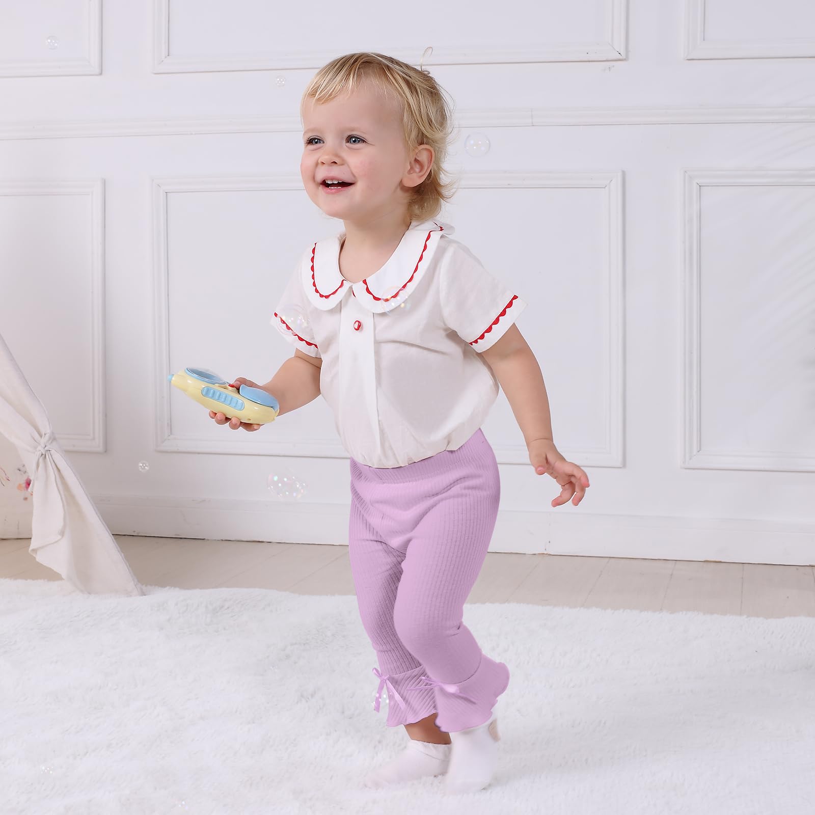 Baby-Mädchen-Hosen, Neugeborenenenhosen, Kleinkind-Mädchen-Hosen, ausgestellte Hosen, 5 Packungen