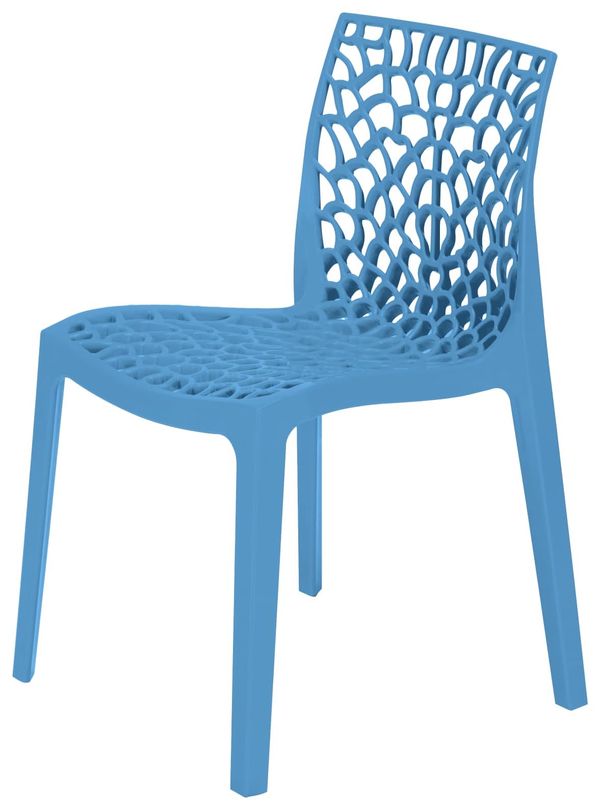 Sedia impilabile in policarbonato Impilabile azzurro Napoli serie GRUVYER Made in Italy by Grand Soleil (S, Azzurro Napoli, 1)