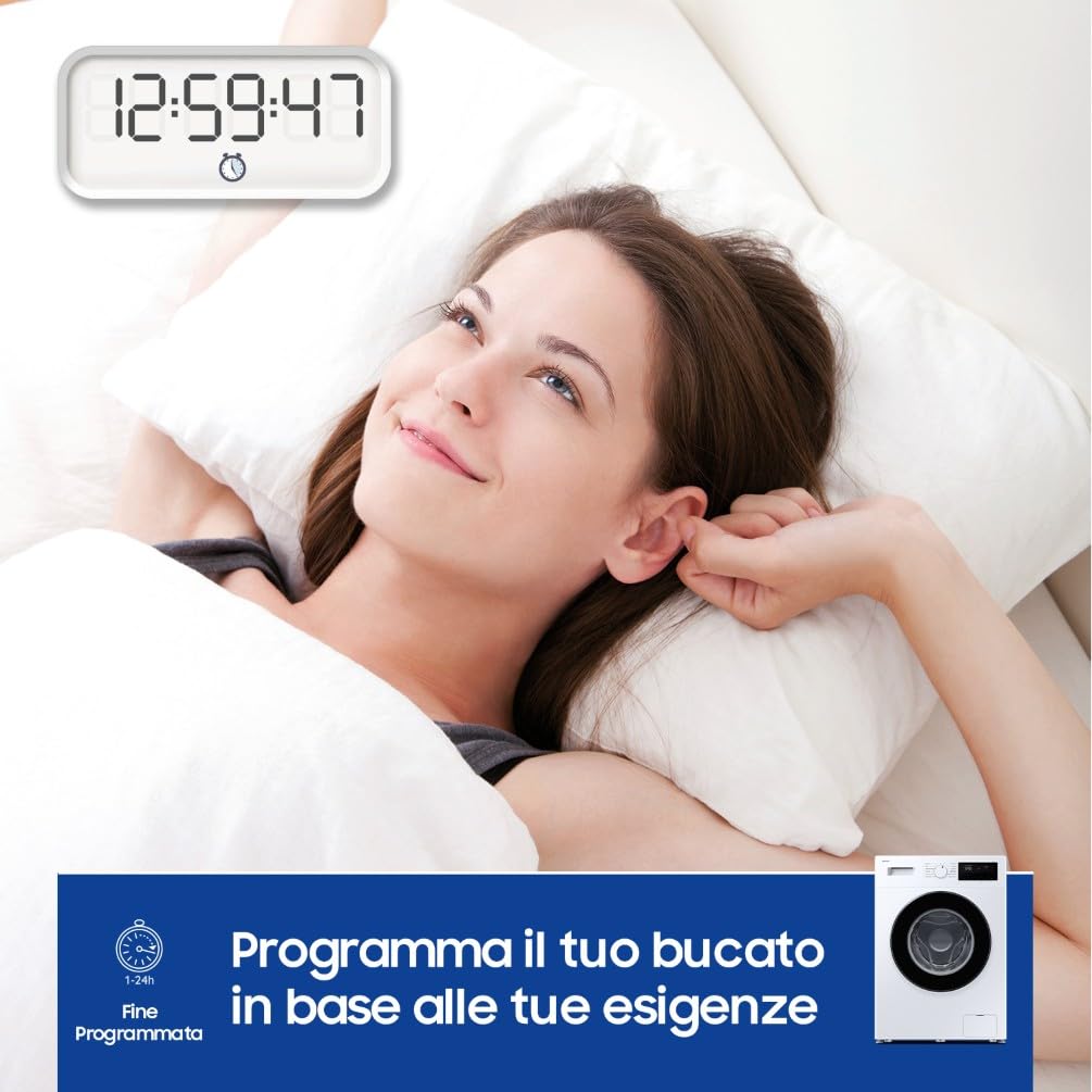 Samsung Lavatrice Serie 3000 WW90FG3M05AWET Libera installazione, 9 Kg, Wifi, Lavaggio Rapido, Vapore Igienizzante, Carica Frontale, 59,5l x 85h x 52p cm