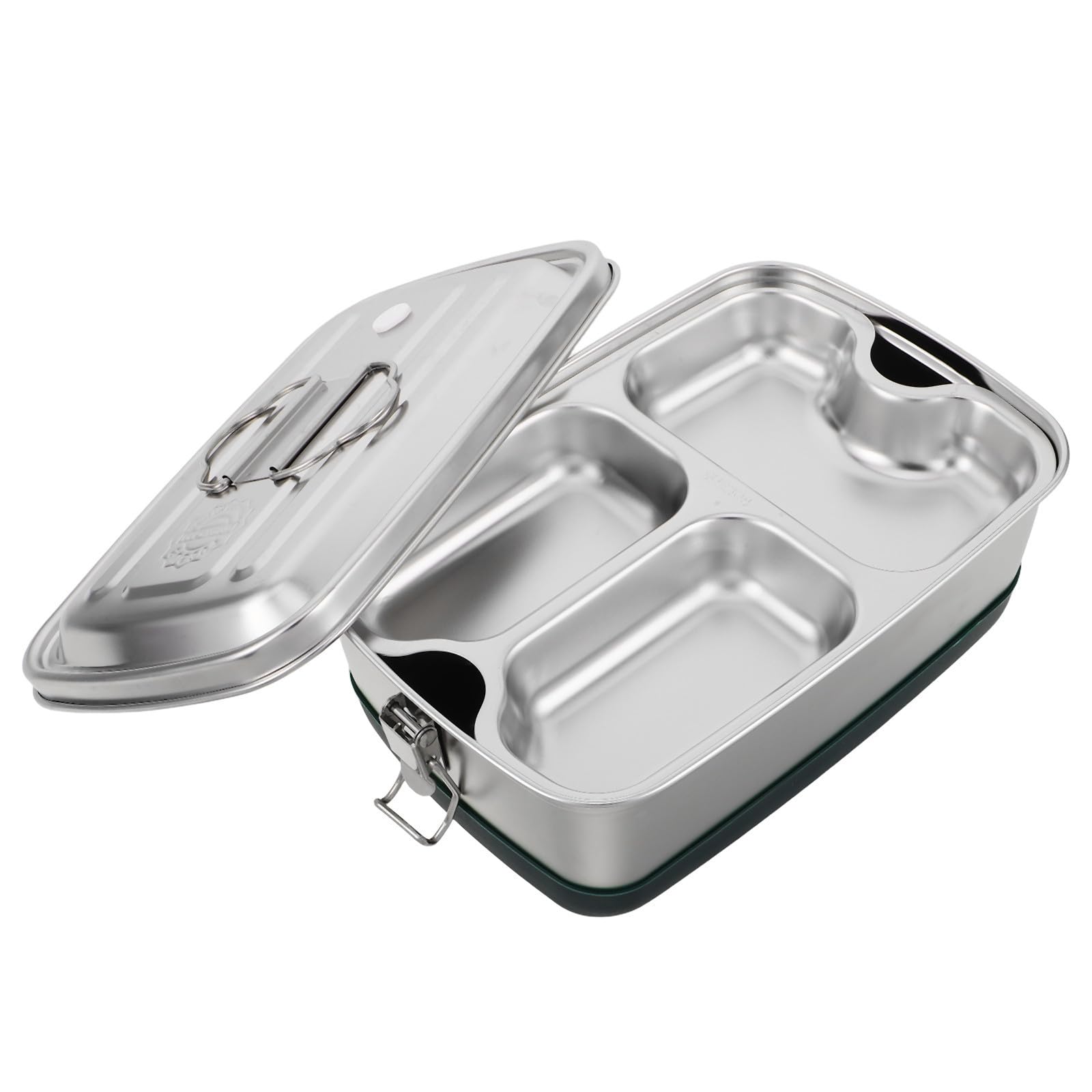 Portapranzo in Acciaio Inossidabile 3 Scomparti, Resistente Agli Urti e Portatile, per Viaggi e Lavoro, Contenitore Pranzo con Separatore in Argento