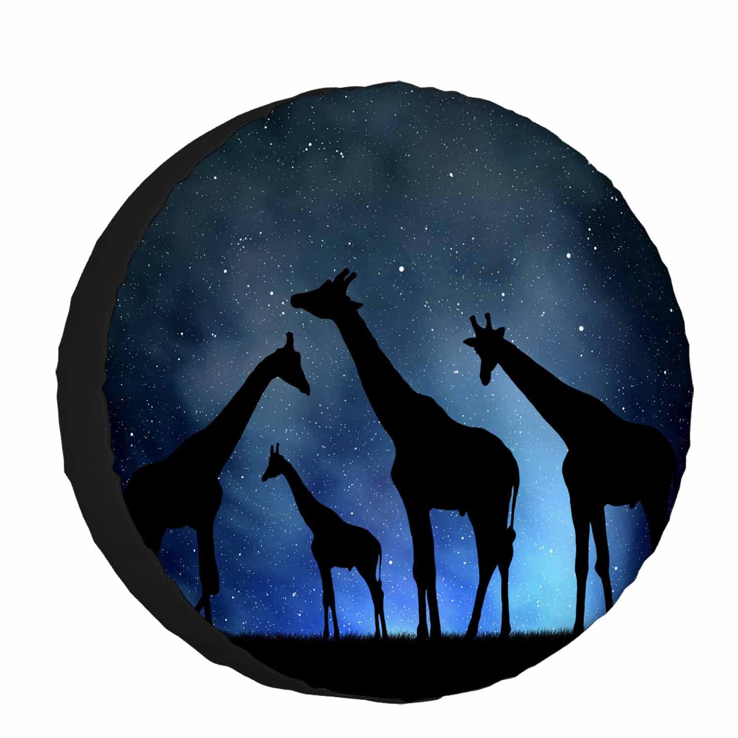 Giraffes Spare Tire Cover 15 inch for RV Trailer Wheel Protectors Weatherproof Polyester Tire Case for All Cars SUV Camper Travel
