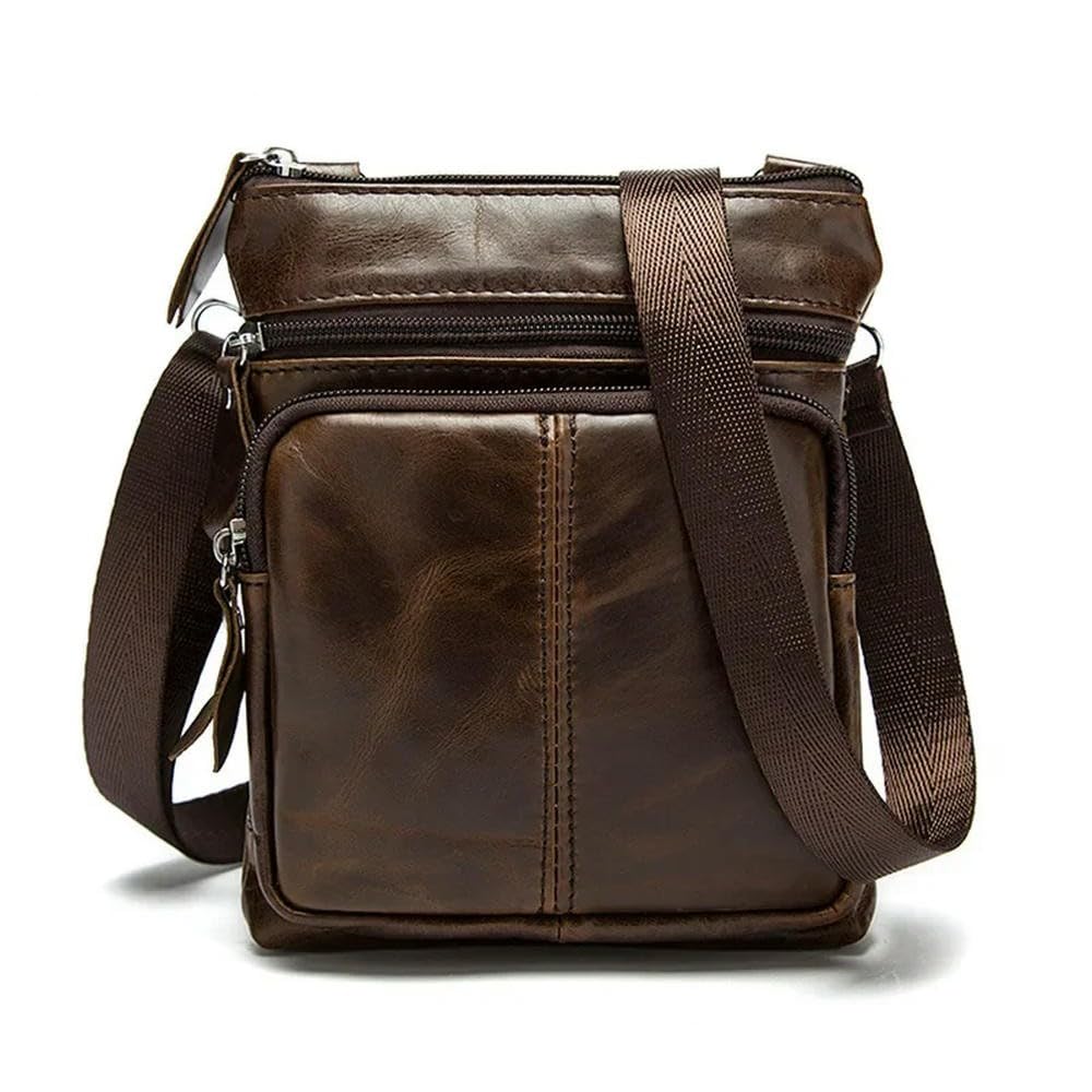 NYSDM Bolso de Hombro de Cuero de Primera Capa de Piel de Vaca para Hombre, Bolso de Negocios Informal para Hombre, Bolso Bandolera