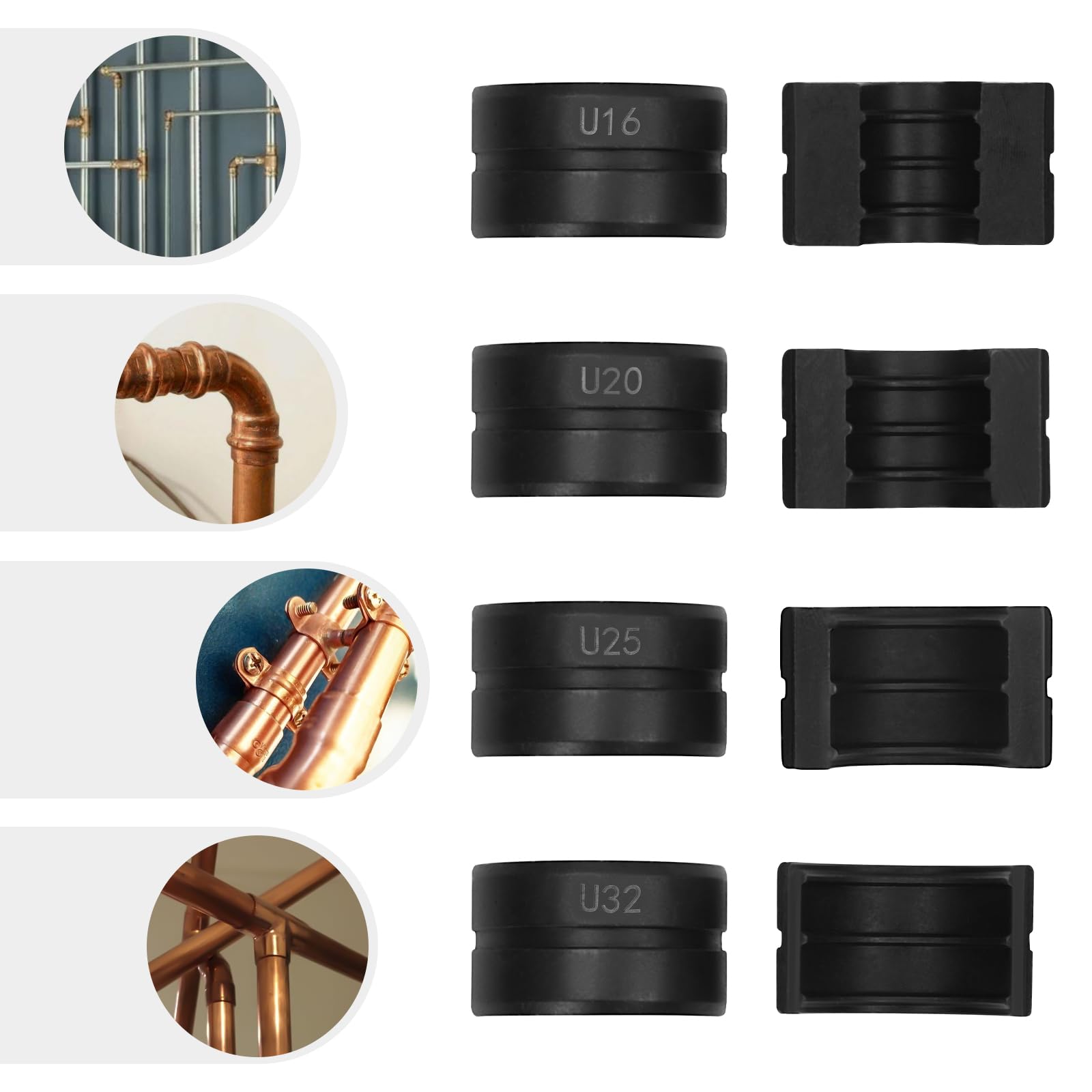 Pinza di pressatura 16~32 con profilo a U, adatta per tubi da 16 mm, 20 mm, 25 mm e 32 mm. Gli accessori della pinza di pressatura sono adatti per la pressatura di tubi PEX e PB