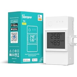 Sonoff Mini Sin Neutro SONOFF THR320D TH Elite 20A Interruptor WiFi Inteligente con Pantalla LCD para Monitorización de Temperatura y Humedad, Control Automático de Caldera y Riego, Compatible con Alexa y Google Home.
