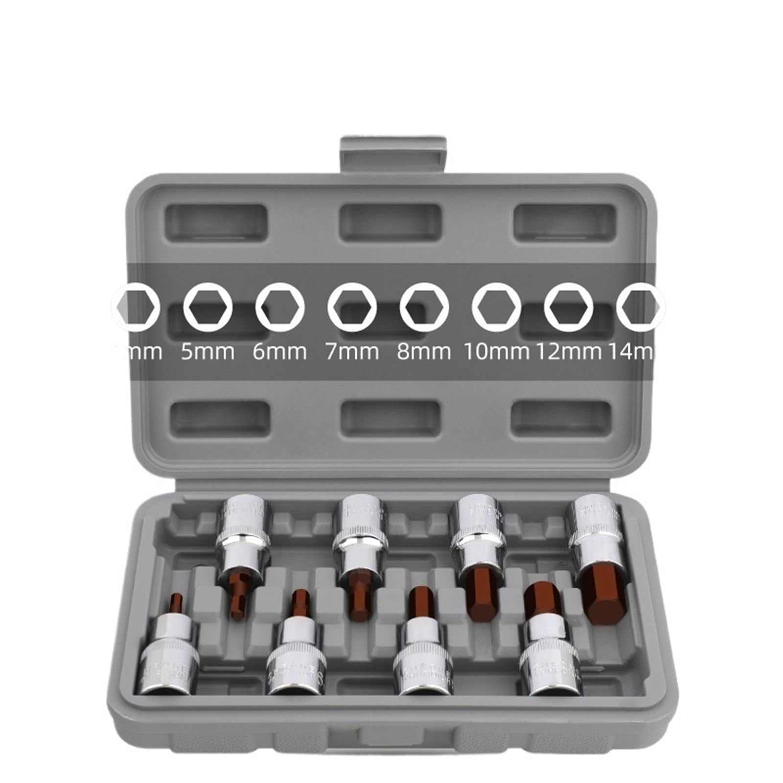 8 Uds. Juego De Brocas Atornillar Tuercas H4-H14 De 55mm, CR-V De 1/2 ", Herramienta De Extracción De Pernos Y Tuercas De Enchufe Manual Hexagonal Interno