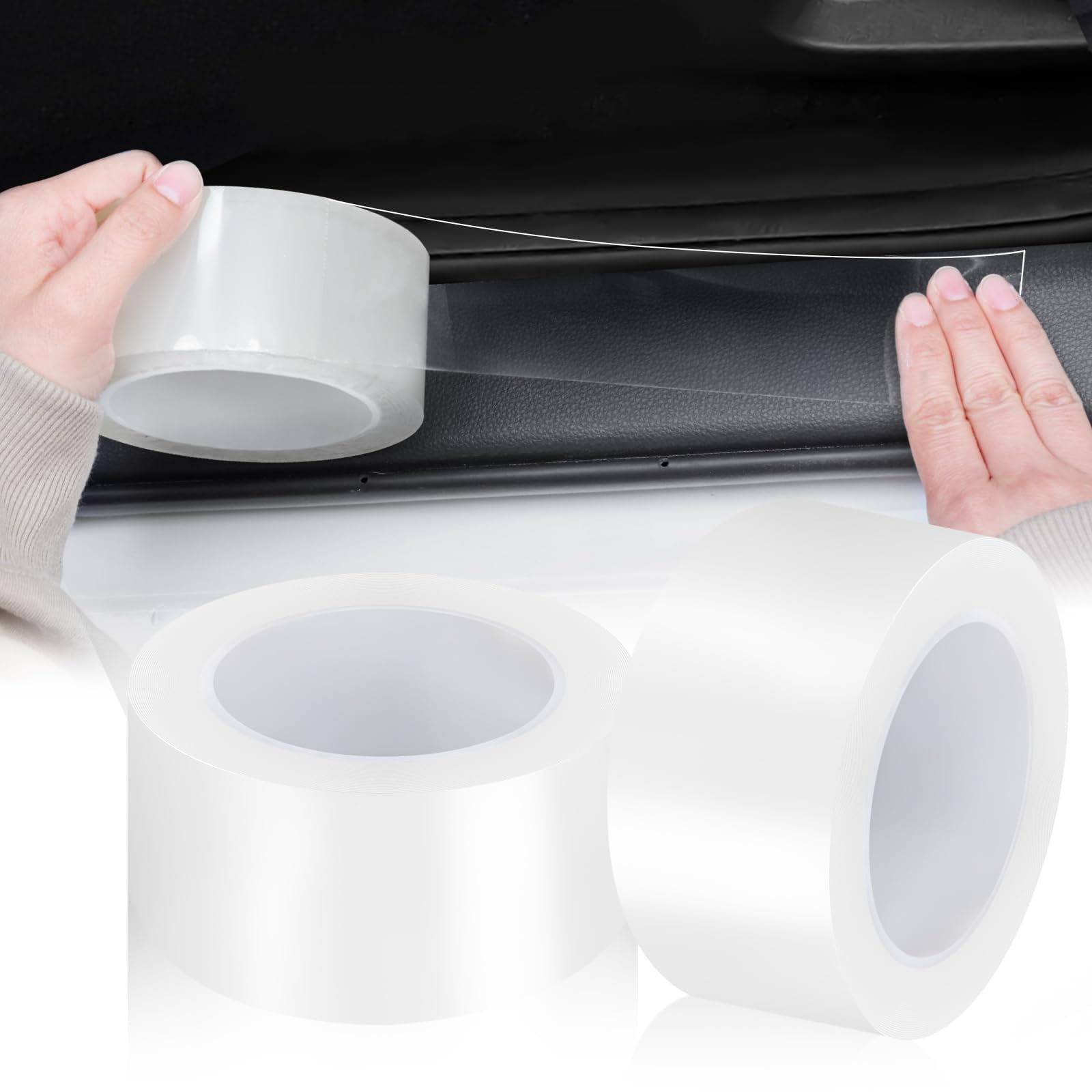 EINESIN Auto Einstiegsleisten Schutz 5cm*10m, Carbon Aufkleber, Auto Einstiegsleisten Kohlefaser Aufkleber, Selbstklebend Schutzfolie Lackschutzfolie Auto（Transparent）