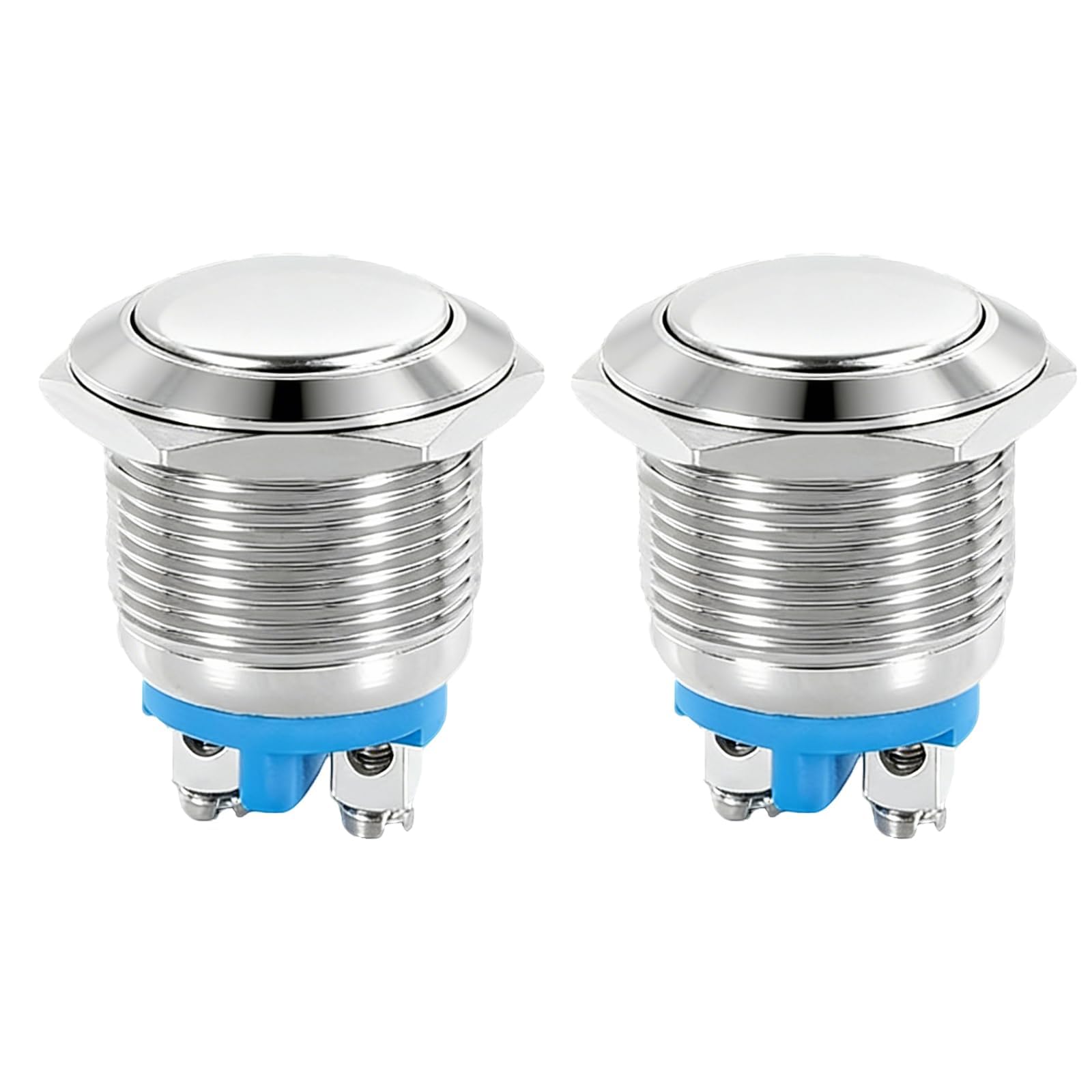 2 x 22 mm stainless steel push buttons, IP67 button waterproof, momentary switch, momentary screw terminals, bell push stainless steel for cars, ignition systems, household appliances
