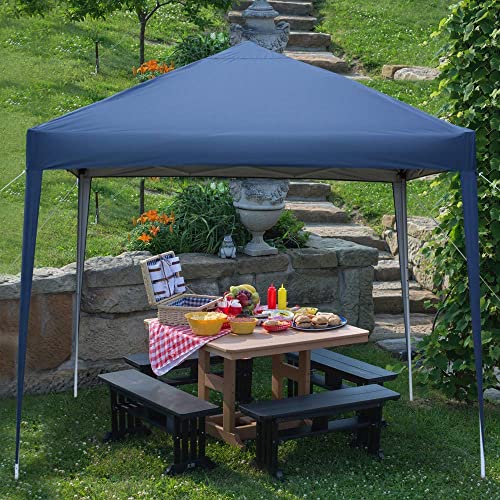 Bonnlo Pop Up Gazebo 2x2m Easy One Person Setup Instant Outdoor Canopy Folding Garden Gazebo Party Tent (Blue)