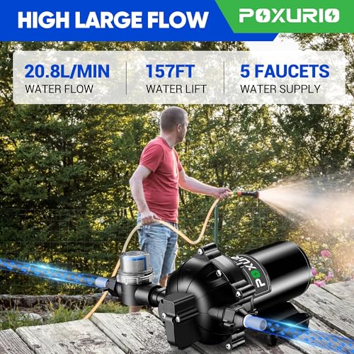Image of 7GPM RV Water Pump, 70PSI 12V DC Fresh Water Pump, Self-Priming Diaphragm Water Pump with Pressure Switch and Filter for RV, Garden, Yacht, Camping