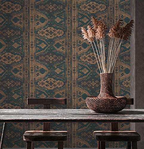 Papier peint intissé oriental bleu vert noir AS Création 378682 - 6
