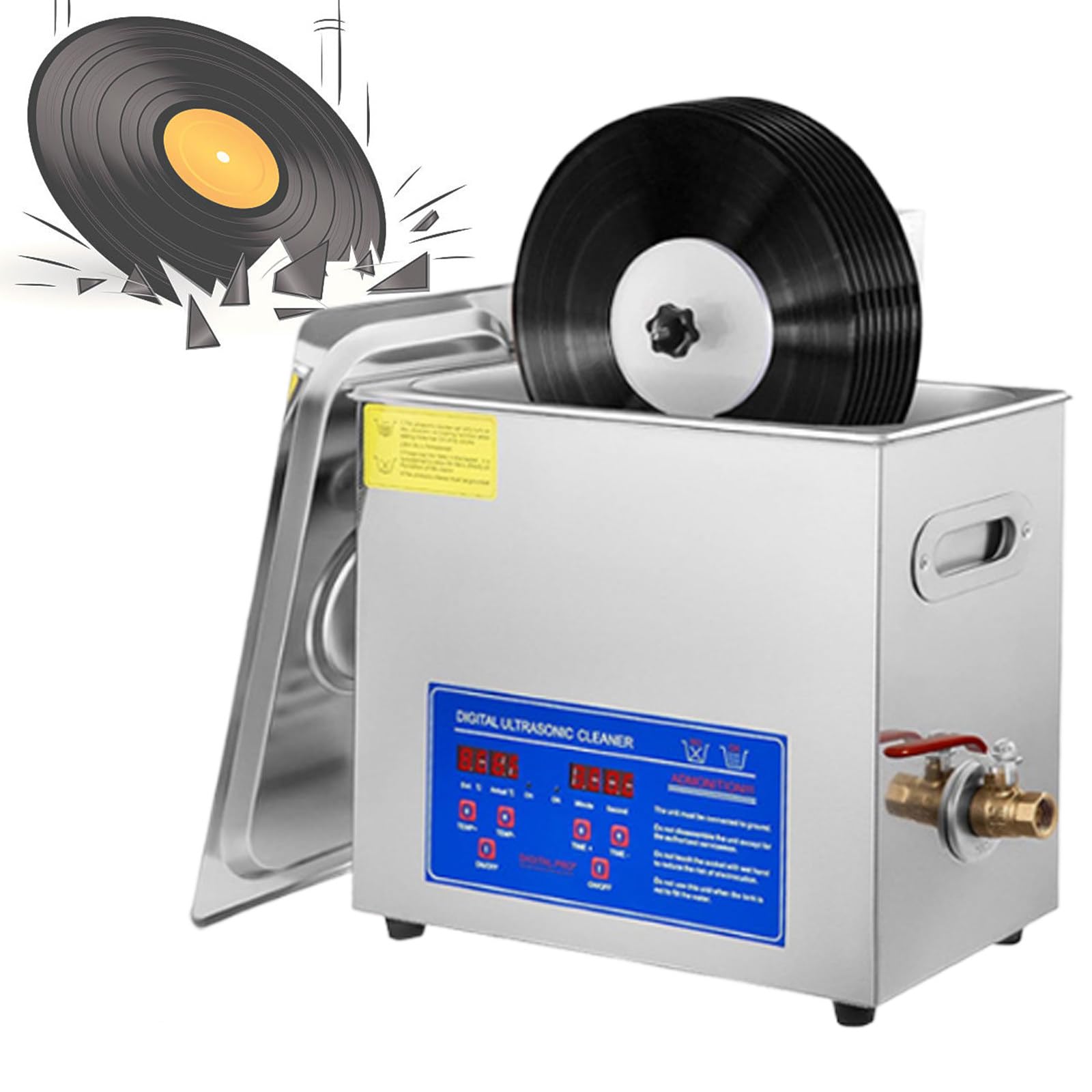 Pulitore a ultrasuoni per dischi in vinile, con timer e riscaldatore digitali, strumenti professionali da 40 kHz per pulizia profonda e restauro