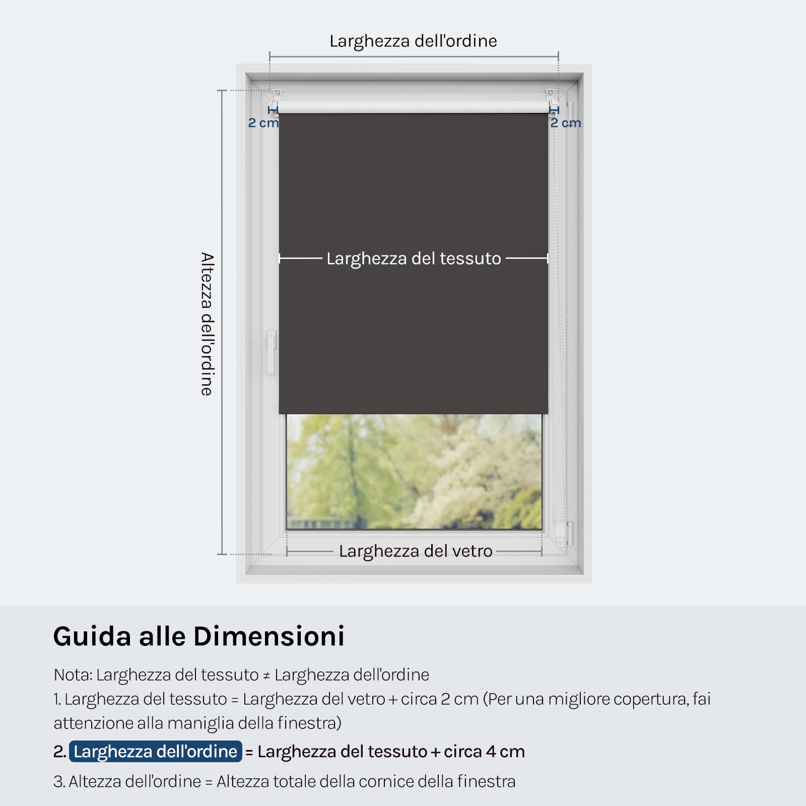 WOLTU Tenda a Rullo Interni Oscurante Klemmfix senza Fori, 40x160 cm, Carbone Nero