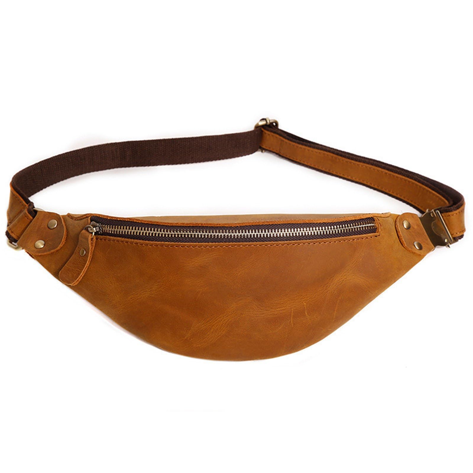 Marsupio in Vita Borsa da uomo Marsupio in pelle vintage a tracolla in para Viajar Corriendo(Marrone)