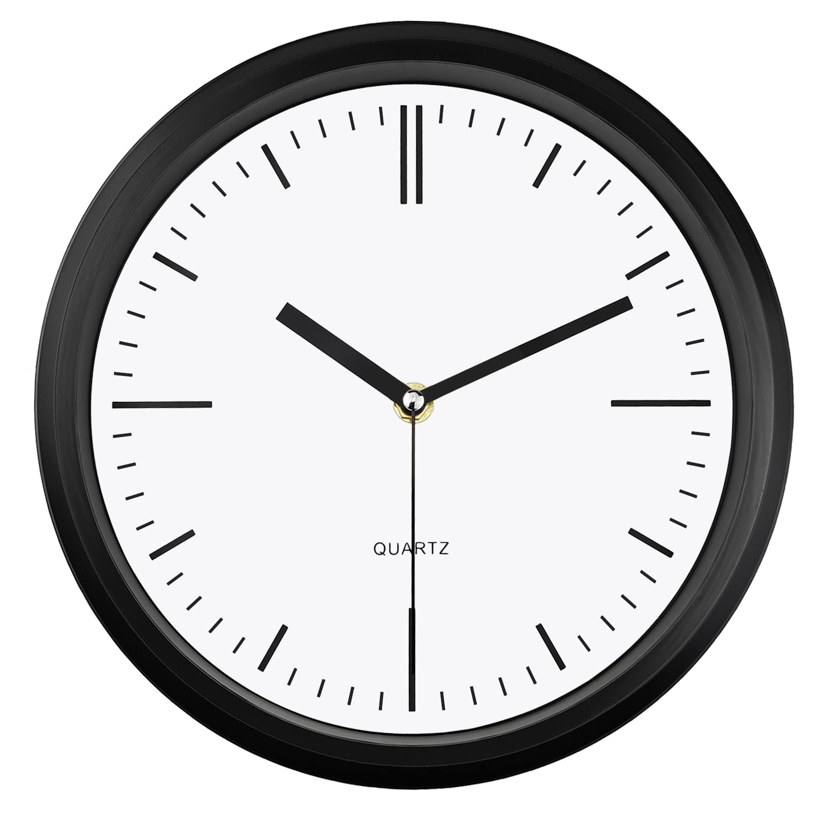 WOOPHENBlack Wall Clock Silent Non Ticking 10 Inch Quality Quartz Battery Operated Round Easy to Read Home/Kitchen/School/Office Clock Sweep Movement