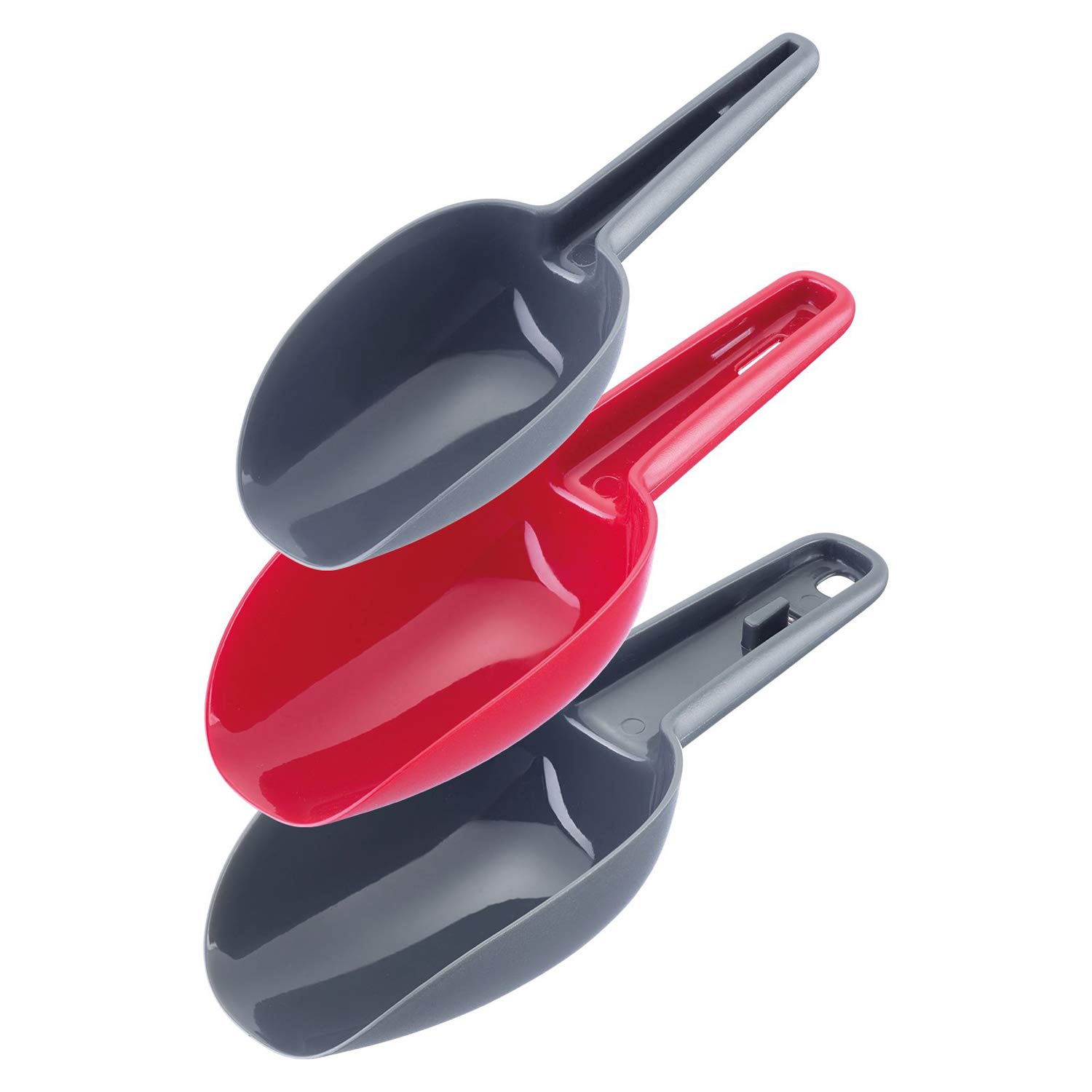 Westmark Set di palette per pesare/riempire, 3 pezzi, Capacità: 50/100/150 ml, Inseribili l'una nell'altra, Plastica, Senza BPA, Trionale, Antracite/Rosso, 90902270