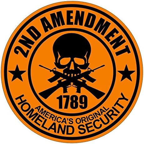 StickerDad® 2nd Amendment Hard Hat Sticker (2 Pack) – 2” Orange/Black Bold Printed Decal – Waterproof Pro-Gun USA Sticker for Helmet, Toolbox, Truck, Window, Laptop, Locker