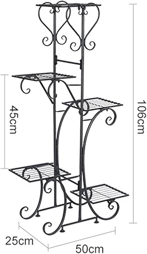 Miniatura 2 de Soporte de metal para plantas de 42 pulgadas de alto, 5 niveles múltiples para macetas, estante de exhibición de hierro forjado, estante de