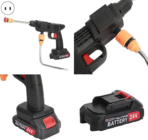 Miniatura 6 de BENBOR Limpiador de presión eléctrica de 24 V, limpiador de presión portátil inalámbrico, boquilla multifunción, motor de cobre alimentado por