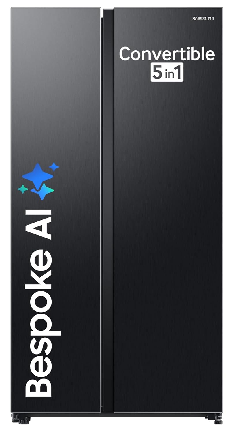 Samsung 653 L, 3 Star, Frost Free, Double Door, Convertible 5-in-1 Digital Inverter, Side By Side AI Enabled Smart Refrigerator with WiFi (RS76CG8003B1HL, Black Matte/Black DOI) Samsung 653 L, 3 Star, Frost Free, Double Door, Convertible 5-in-1 Digital Inverter, Side By Side AI Enabled Smart Refrigerator with WiFi (RS76CG8003B1HL, Black Matte/Black DOI)