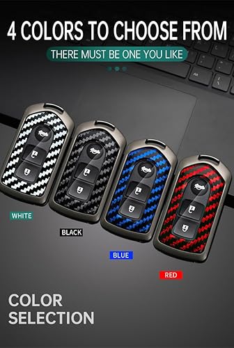 Miniatura 7 de HIBEYO 23 Button for Toyota Camry corolla Vios REIZ Highlander CROWN PRADO YARIS Key Fob Cover Accessories with Keychian PVC Carbon Fiber Texture