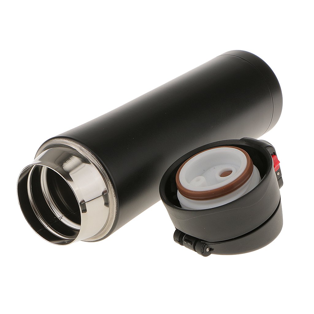 Taza de acero inoxidable aislada al vacío, 450 ml, color negro