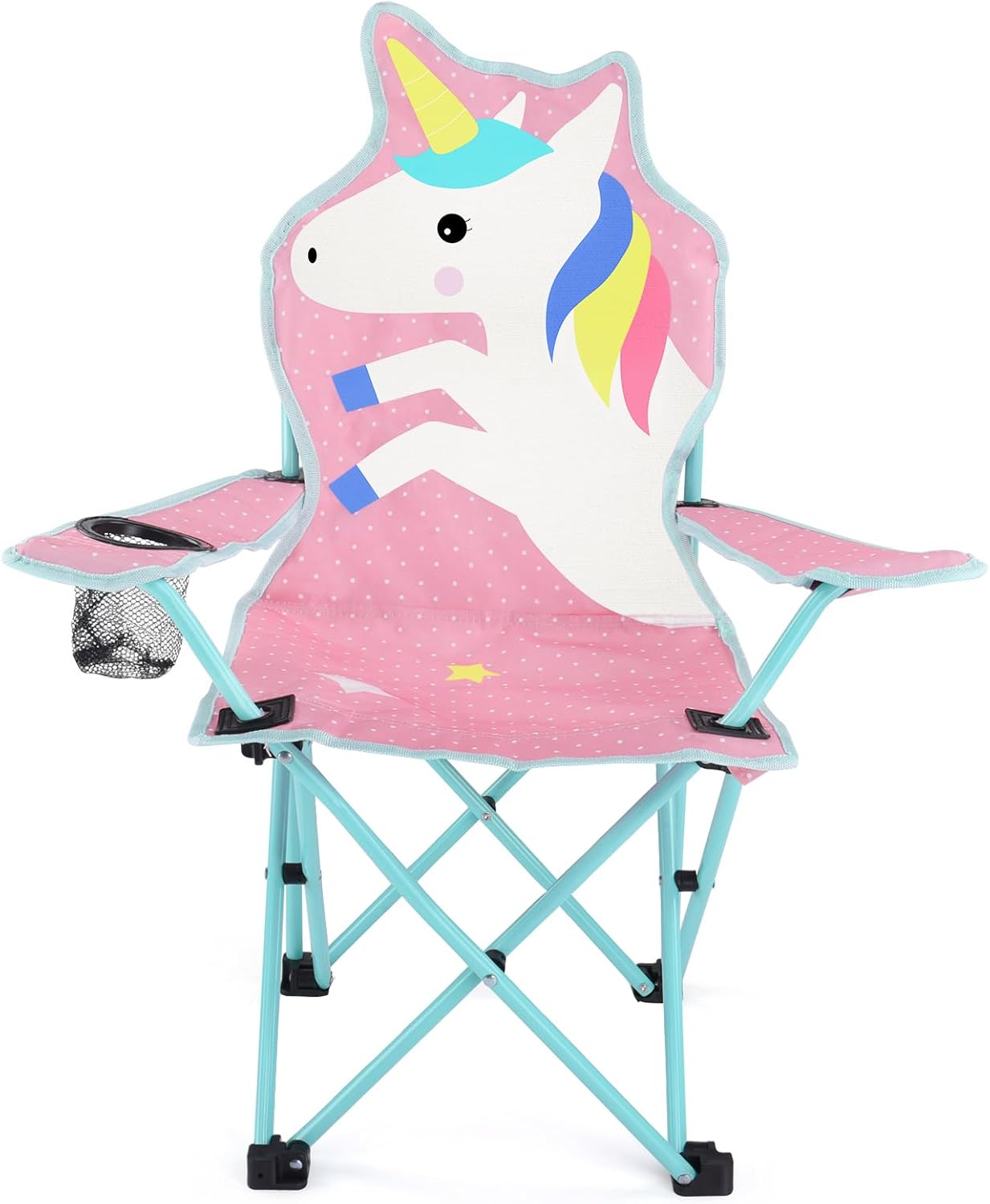 KABOER Kids Outdoor Folding Lawn and Camping Chair with Cup Holder and Carrying Bag,Children's Camping Chairs for Outdoor Beach Travel Unicorn