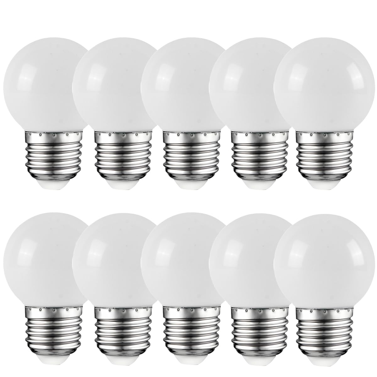 WULUN E27 LED Light Bulb,Colored Bulb 2W LED Golf Ball Bulb, 20W Incandescent Bulb Equilavent, AC220-240V,200 Lumen,6500K Cool White Edison Screw Bulb, Non-Dimmable,10 Packs