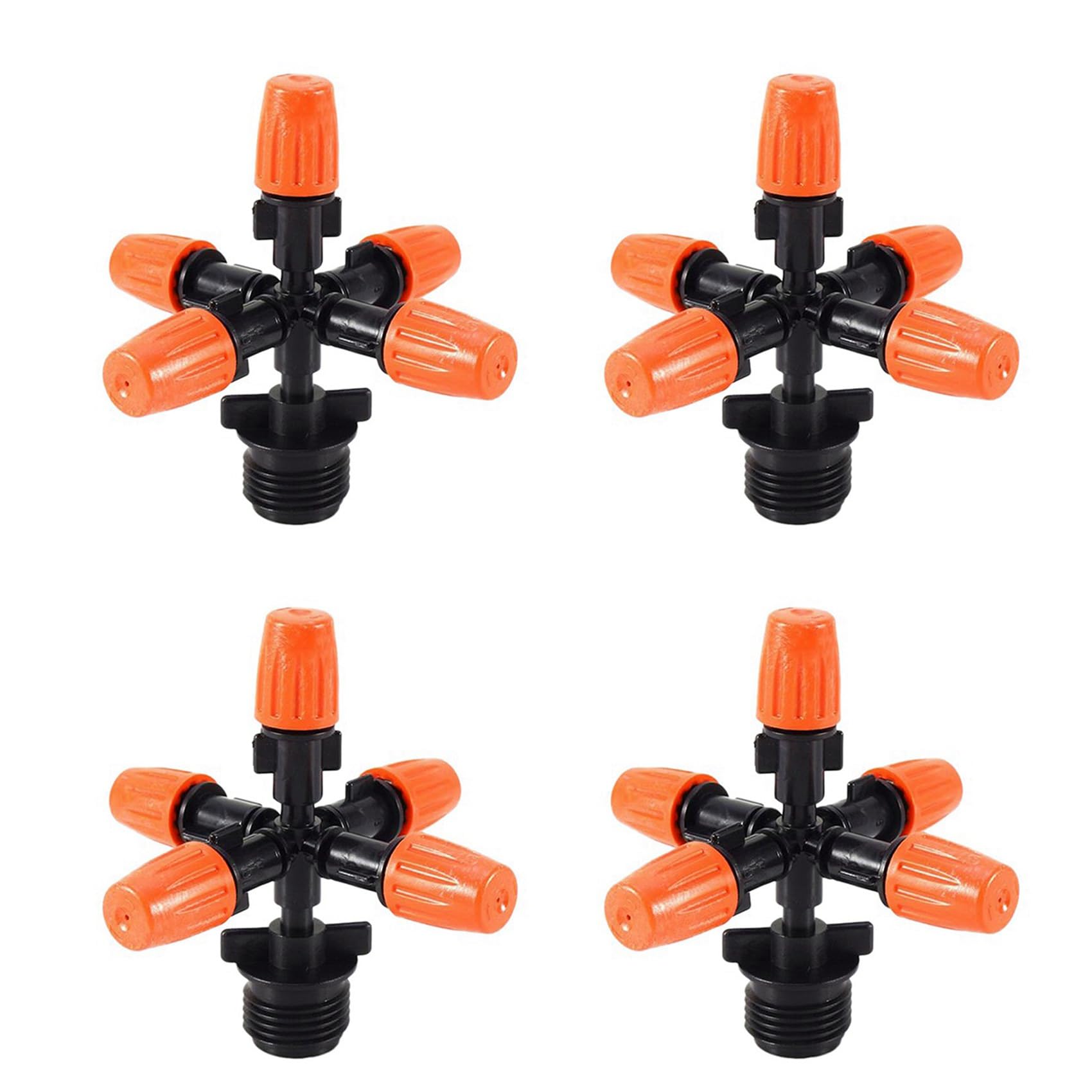 Jnchdghwa Yellow 4X Garden Sprinklers Automatic Watering Grass Lawn 360 Degree Circle Rotating Water Sprinkler 5 Nozzles Garden Pipe Hose