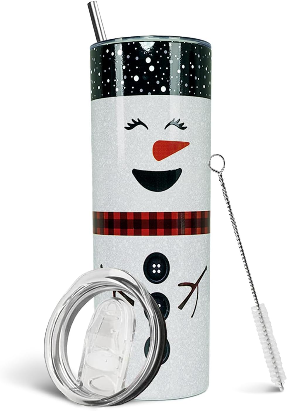 Merry Christmas Insulated Tumbler with Lids and Straws Snowman Stainless Steel Cup for New Year Holiday Xmas Christmas Funny Travel Mug Gifts 20 OZ