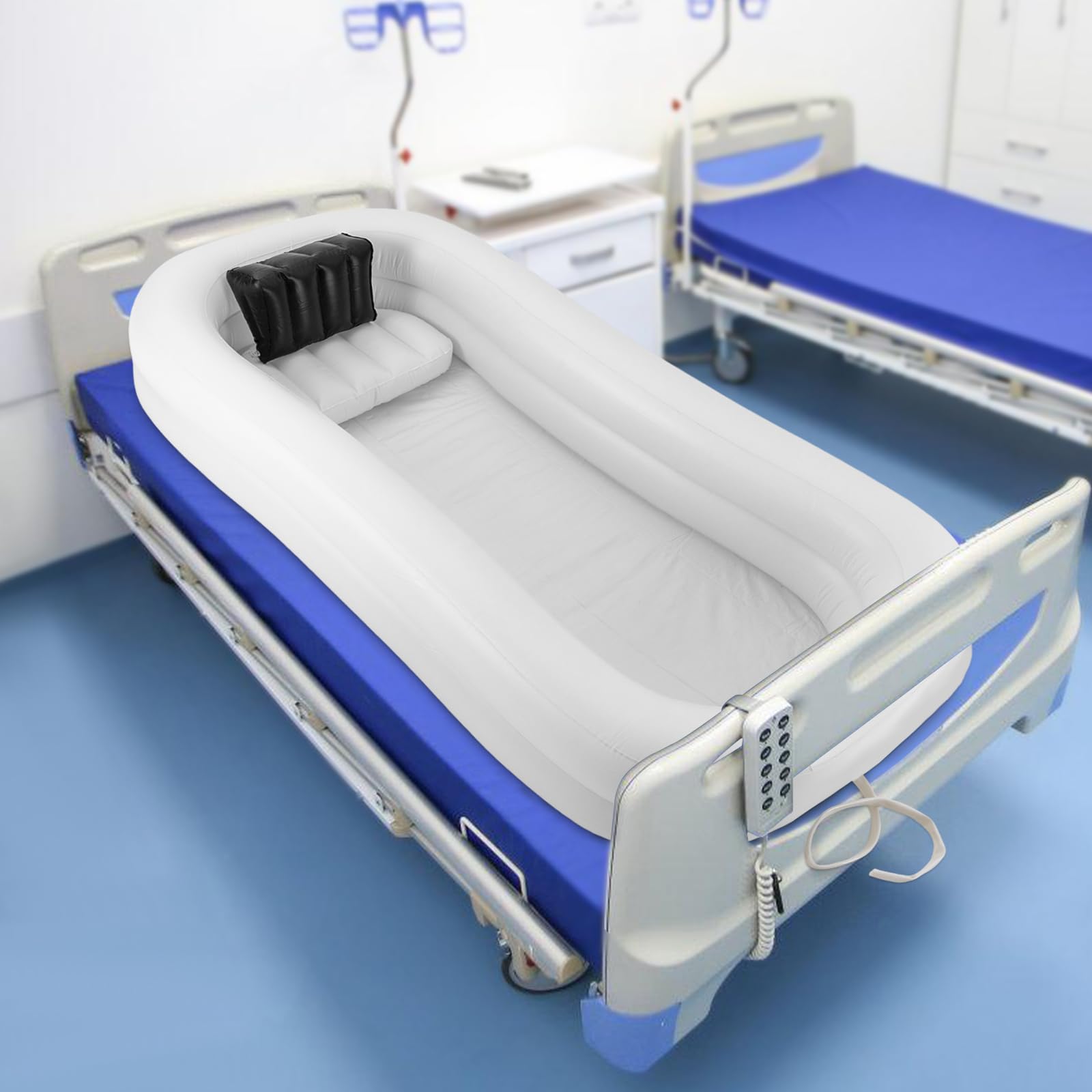 Sistema de bañera inflable para discapacitados, personas mayores, embarazadas, baño en la cama, ayuda para baño de cuerpo completo, incluye bañera inflable, con bombas de aire eléctricas