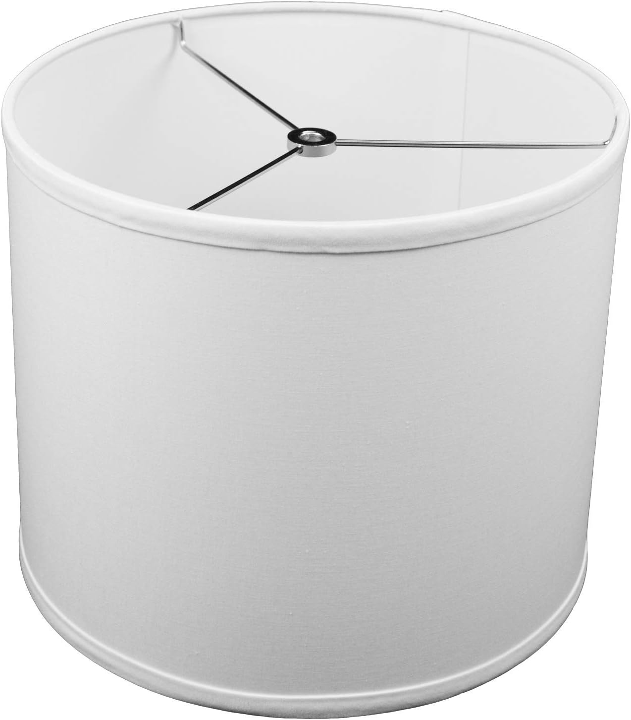 FenchelShades.com 12" Top Diameter x 12" Bottom Diameter 10" Height Fabric Drum Lampshade Spider Attachment (Linen White)