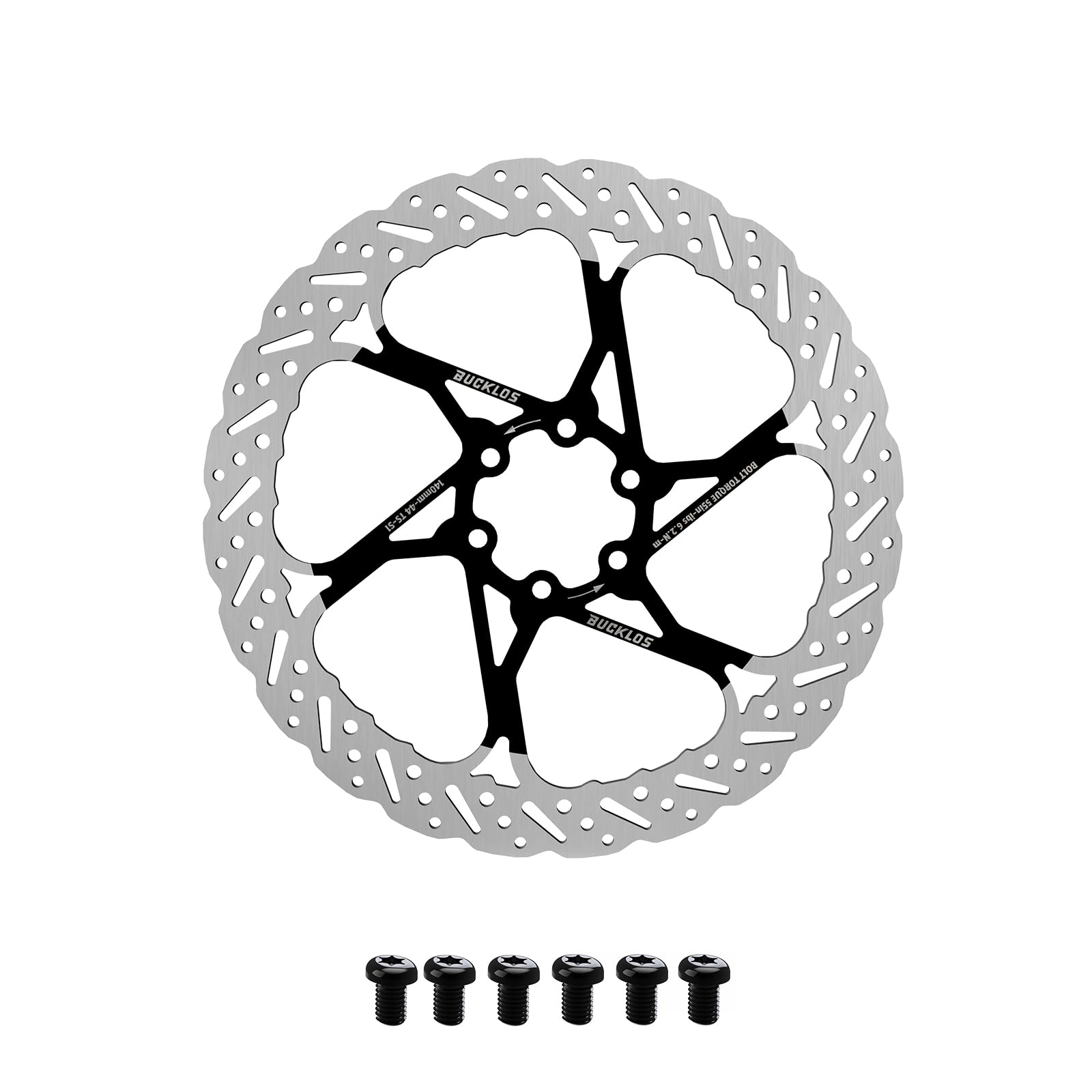 BUCKLOS RT58 MTB 140mm 160mm 180mm 203mm Bike Disc Brake Rotor with 6 Bolts