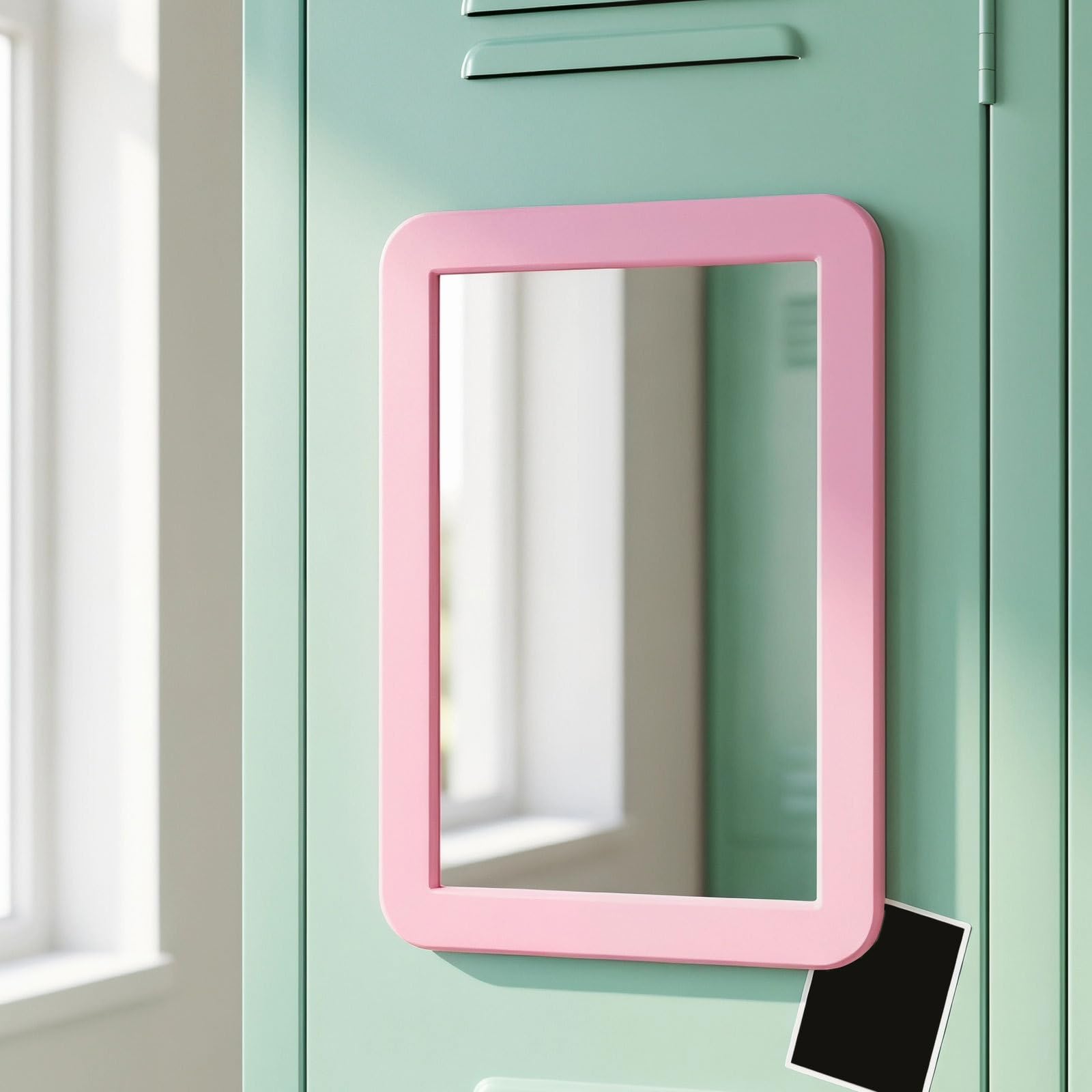 6 Piezas Espejo Magnético para Armario, Espejo Irrompible de Plástico, Rectangular, Bordes Redondeados, Instalación Magnética, para Taquillas y Baños, para Estudiantes, 7x5