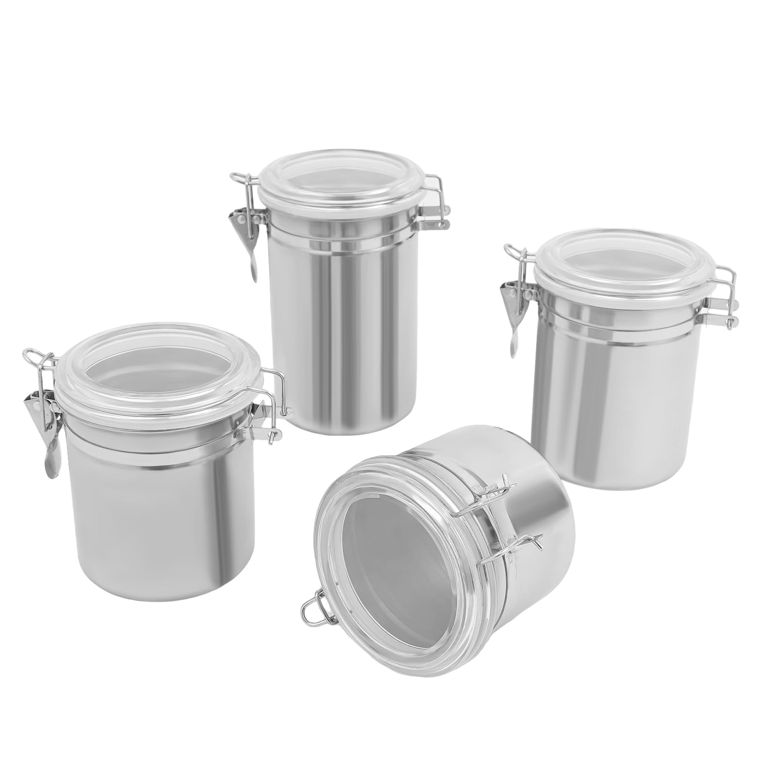 Xigner 4er Set Vorratsdosen Edelstahl mit Luftdichtem Deckel Rund Metalldosen Aufbewahrungsbehälter Lebensmittel Aromadose 575ml/820ml/950ml/1300ml für Kaffee Tee Zucker Müsli Küche, Haushalt & Wohnen
