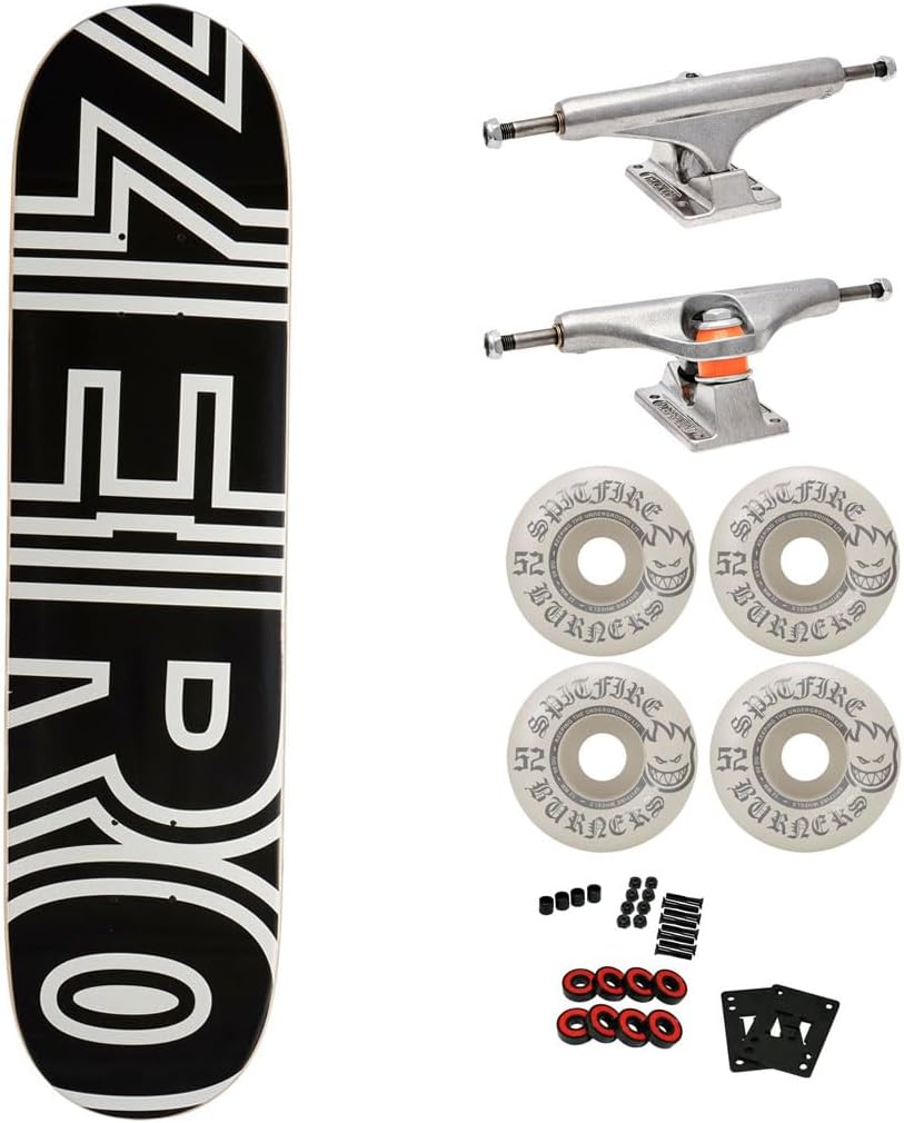 Zero Professional Complete Skateboard Bold with Independent Trucks, Spitfire Wheels, ABEC 5 Bearings, Hardware, and Griptape - Ready to Assemble