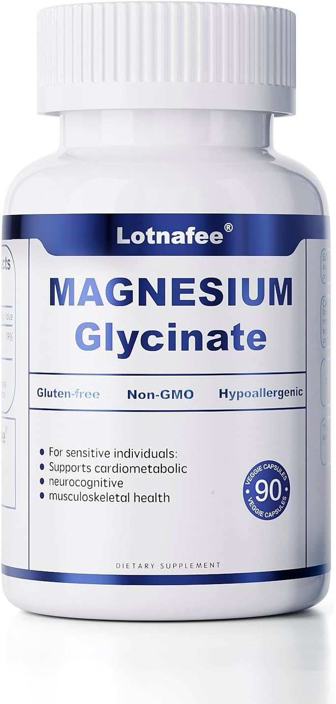 Magnesium Glycinate Capsules – Maximum Absorption Magnesium Supplement for Stress Relief, Deep Sleep, Muscle & Nerve Support, Heart Health & Calm Mood – Gentle, Non-GMO, 90 Capsules