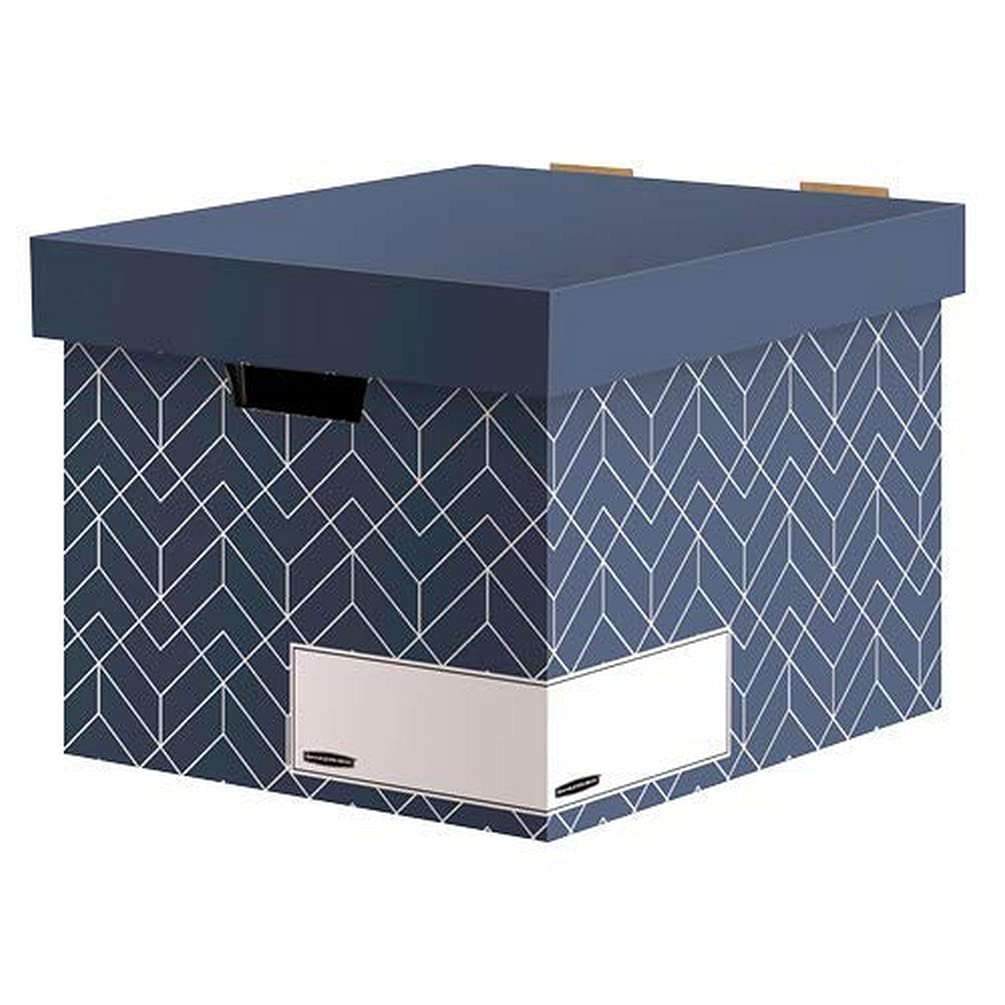 BANKERS BOXDécor Cardboard Archive Boxes with Lids (WxHxD) 32.5 x 28.7 x 37cm (Pack of 5) Urban Slate Blue