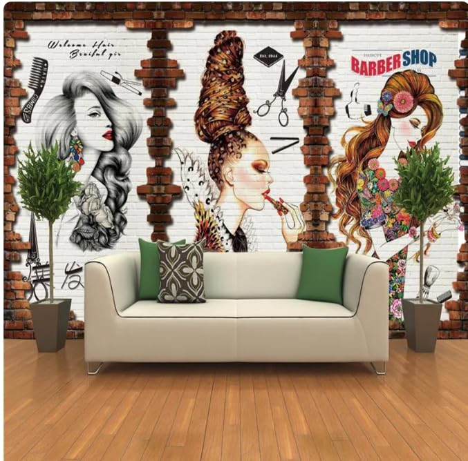Woman Salon Wallpaper, Hairdresser And Beauty Salon Decor, Mural Decor, Woman Wallpaper, Floral Mural Art, Beauty Parlour Decals - View #11