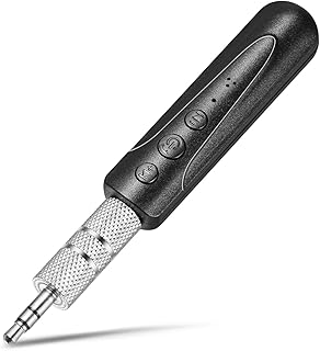 Bluetooth Receiver V5.0, Wireless Bluetooth Car Aux Adapter Hands-Free Car Kits Audio Bluetooth Receiver for Earphone, Car, Home Stereo Music Streaming Sound System 3.5 mm (Black)