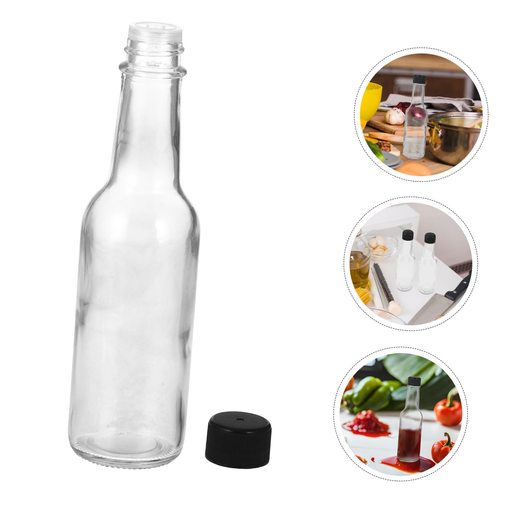 LIFKOME 6 pezzi Bottiglie in Vetro per Salse e Condimenti con Chiusura Contenitori per Salsa di Soia Ketchup Sciroppo e Dressing Insalata per Cucina Picnic e Ristorazione