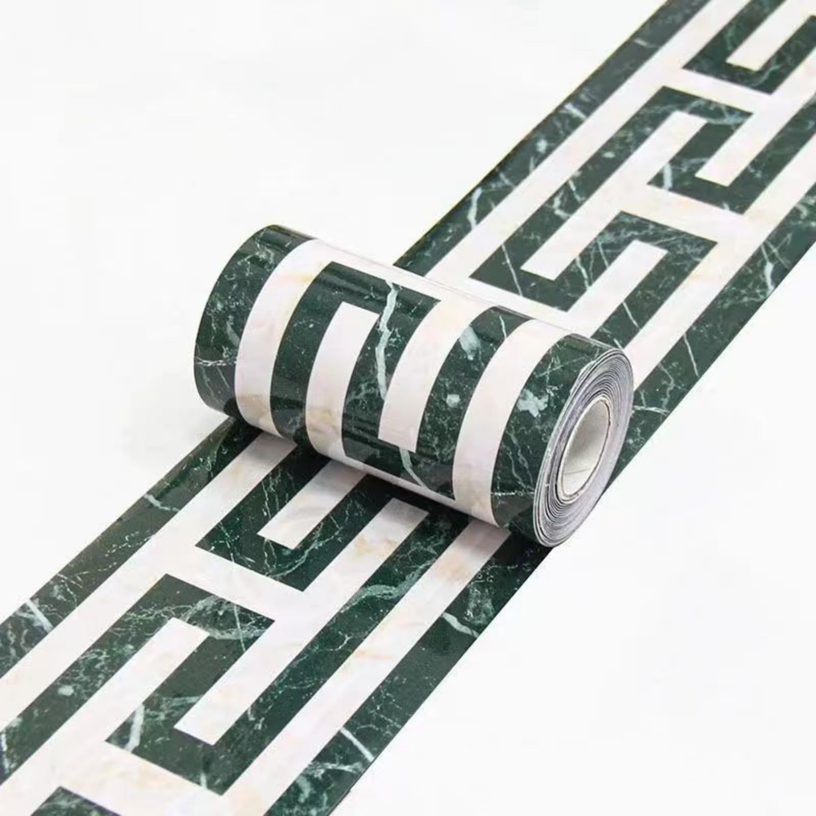 Visitryl Green Marble Green Wallpaper Border Self Adhesive Wall Tiles Decorative, Peel And Stick Wall Border Bathroom Stickers 10Cm X 1000Cm