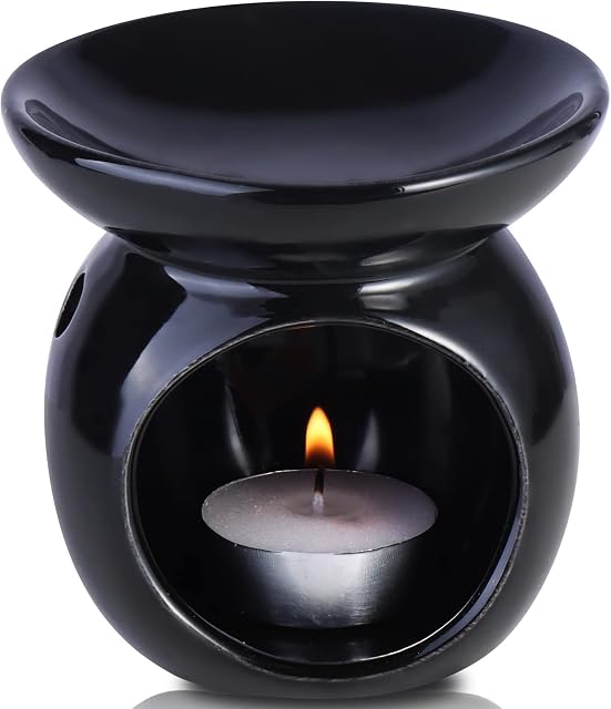 SIC ® Wax Melt Burner  Wax Burner  Oil Burner for Wax Melts  Candle Wax Burner  Ceramic Oil Burner  Wax Melts Holder  Melt Burner (Black)