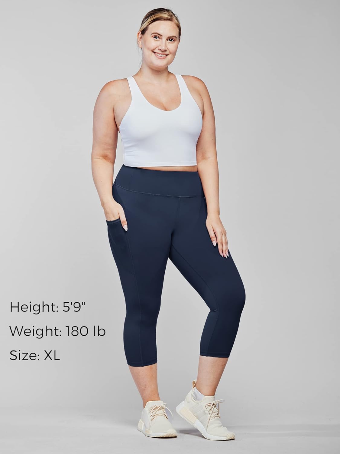 Stelle Women's Capri Yoga Pants with Pockets Essential High Waisted Leggings for Workout