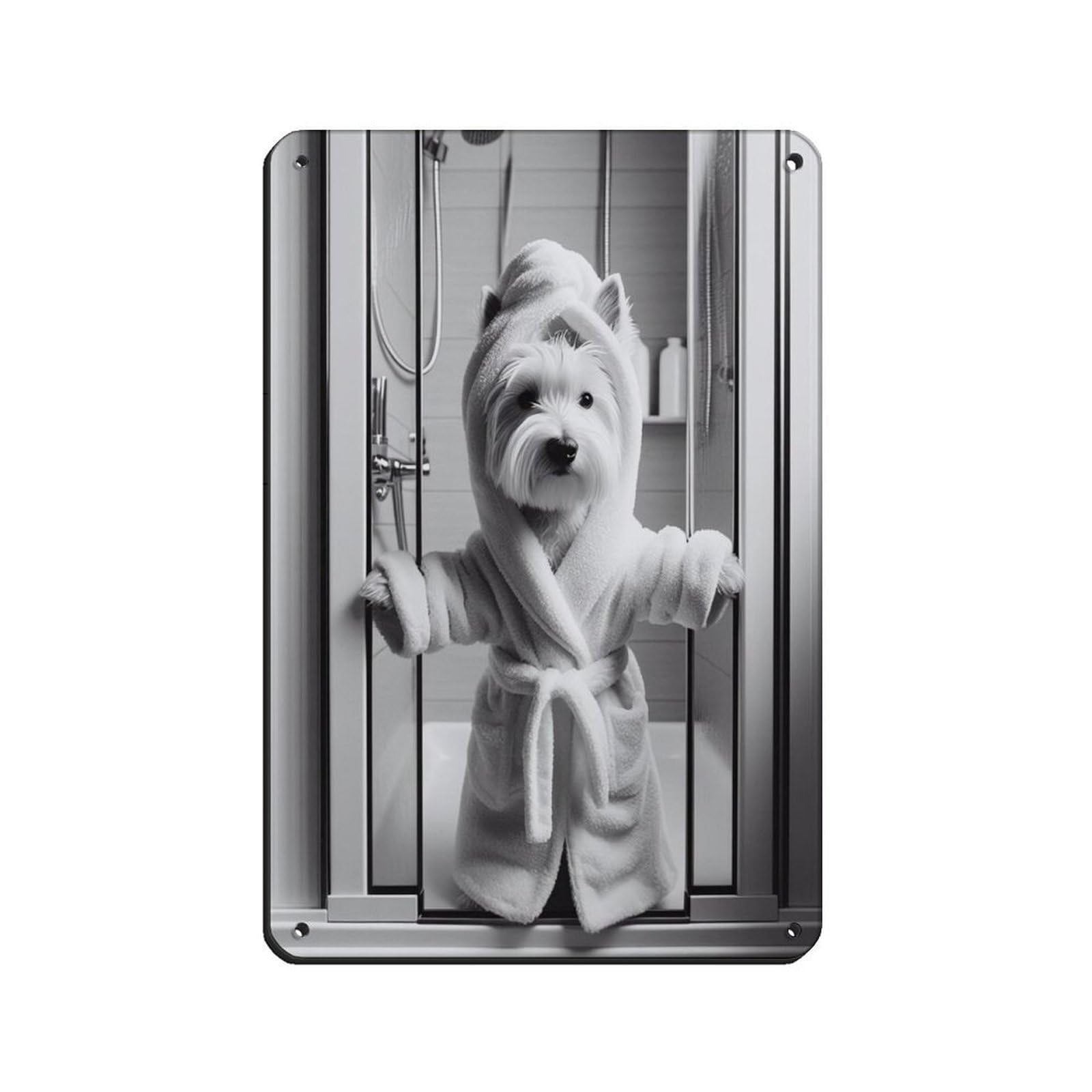 Lxwnze 20L X 30W Cm Scottish Teddy Bathroom Art Poster Tin Sign Vintage Metal Pub Club Cafe Bar Home Wall Art Decoration Poster Retro 8X12inch(20X30cm)