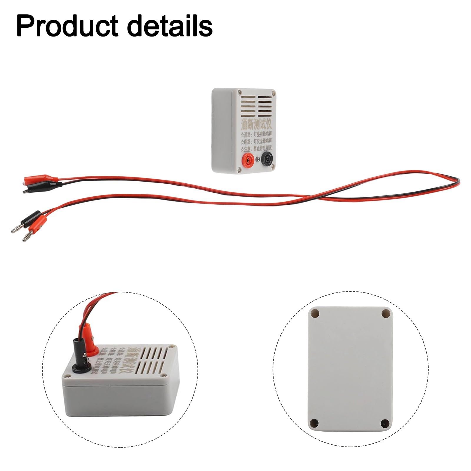 Testeur de continuité, testeur de fil, vérificateur de câble, alarme sonore 9 V, indicateur visuel LED, pour électricien, réparation de bricolage, blanc
