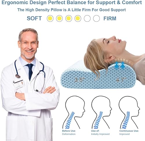 Miniatura 2 de Anvo Memory Foam Pillow, Neck Contour Cervical Orthopedic Bed Pillow for Sleeping Side Back Stomach Sleeper, Ergonomic Design for Neck and Shoulder