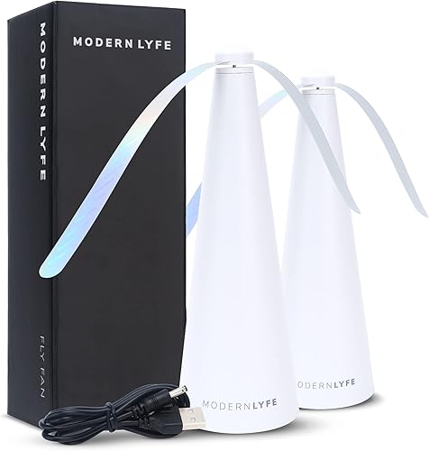 Miniatura 10 de Ventilador de moscas para mesas, alimentado por USB o AA, repelente de moscas para comedor al aire libre o alimentos en fiestas, restaurantes, mesa